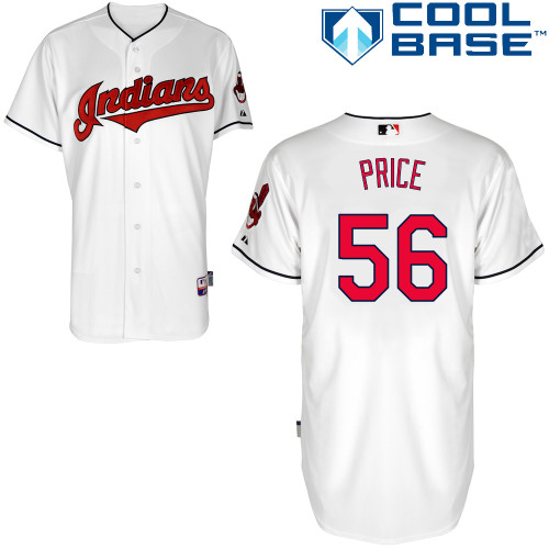 Bryan Price #56 MLB Jersey-Cleveland Indians Men's Authentic Home White Cool Base Baseball Jersey